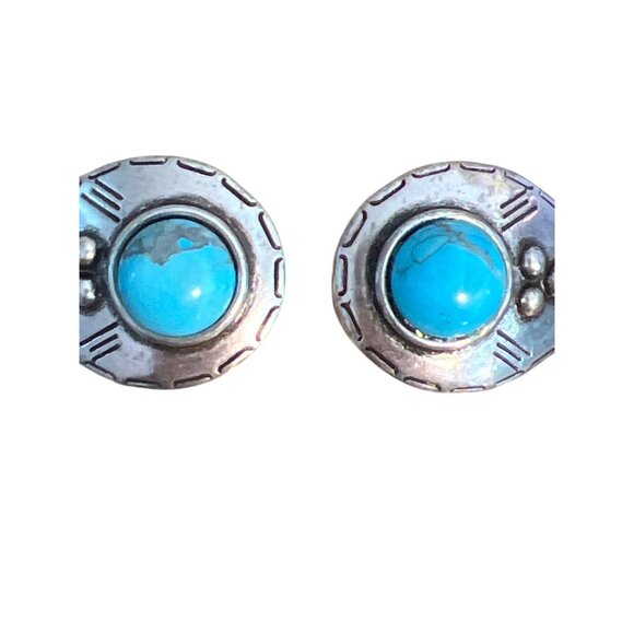 Express Silver Tone Faux Turquoise Hinged Cuff Bracelet Southwestern 6.25" NWT - Picture 2 of 6